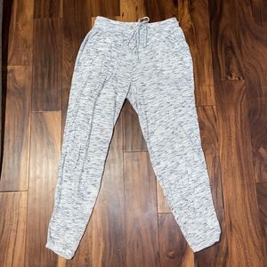 grey and white sweatpants
